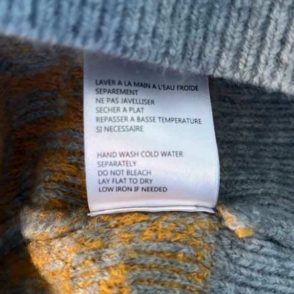 TRIBAL Woman’s V-Neck Intarsia Gray Inlay Floral Accent Sweater-Sunset Large - Picture 12 of 16